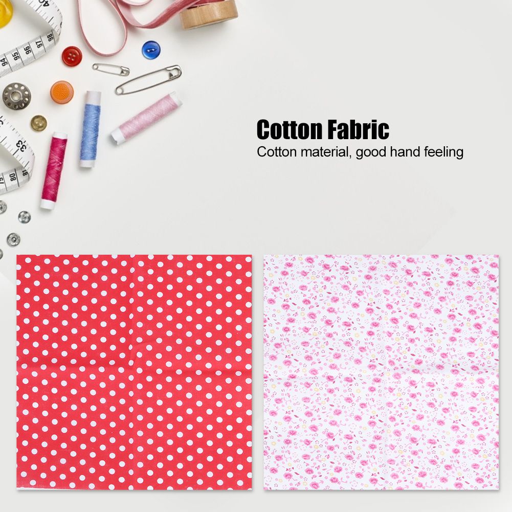 25x25cm 14Pcs Printed Flower Dot Stripe Star Plaid Pattern Cotton Cloth Fabric view 9