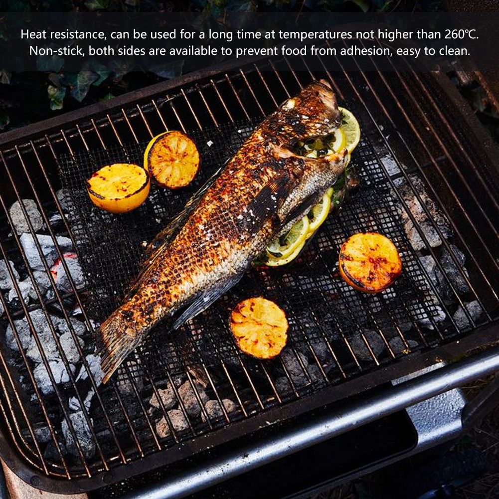 3Pcs BBQ Grill Mats Sheet Reusable BBQ Mesh Mat Non-Stick Barbecue Pad Grill view 7