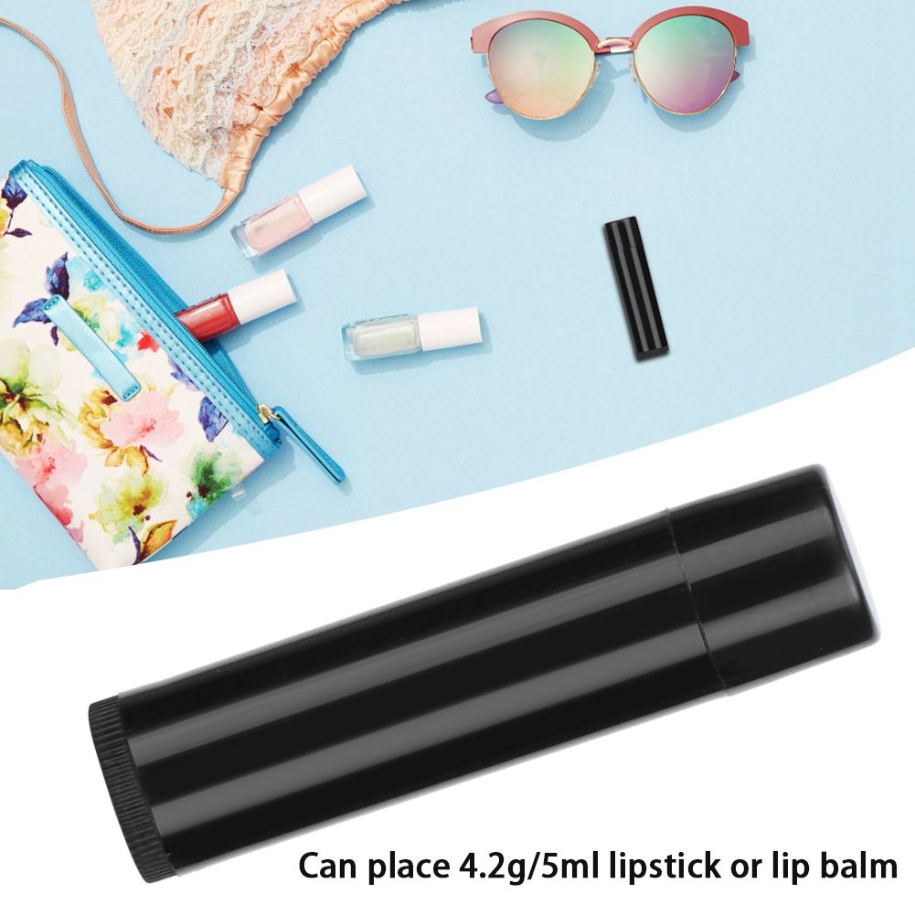 100Pcs 4.2g/5ml Mini Empty Lipstick Tube DIY Black Round Lip Balm Container view 10