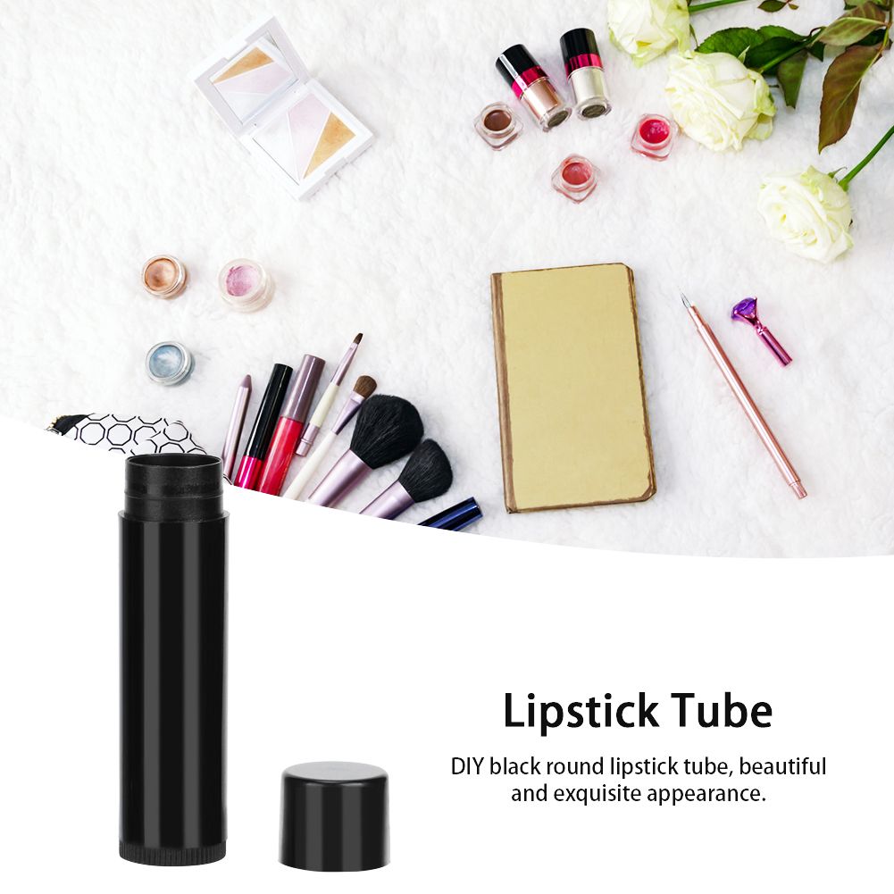 100Pcs 4.2g/5ml Mini Empty Lipstick Tube DIY Black Round Lip Balm Container view 11