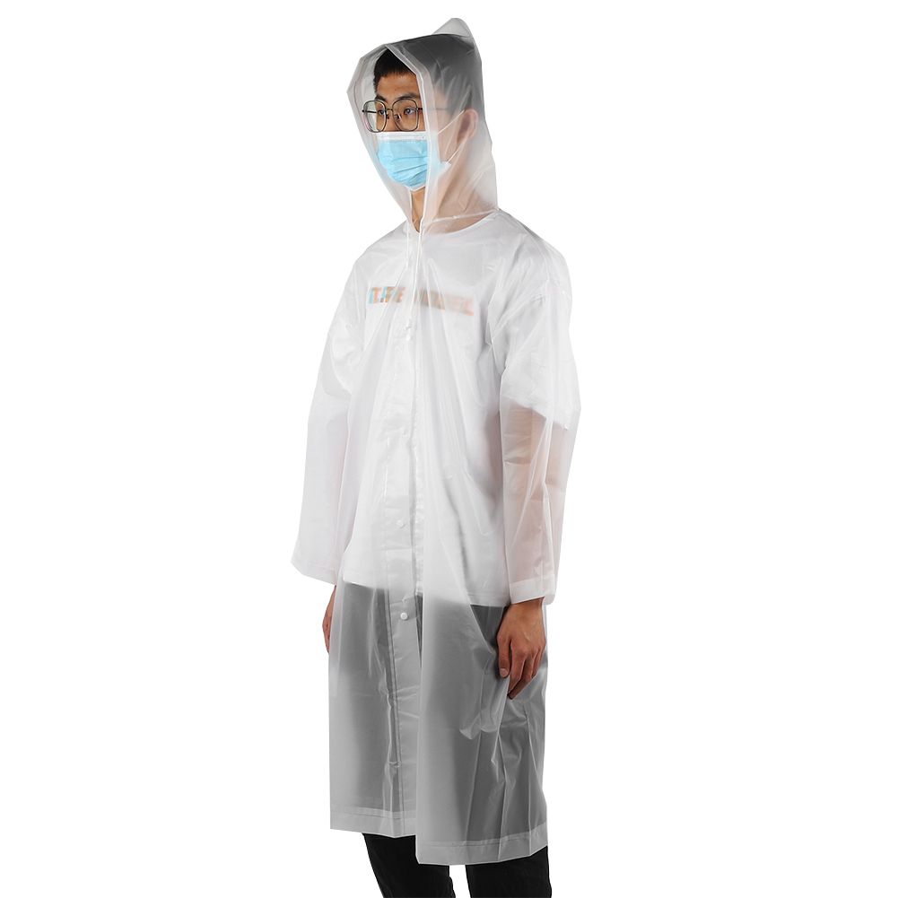 Hooded Raincoat Outdoor Waterproof Rain Coat With Sleeves White for Adults Men view 6