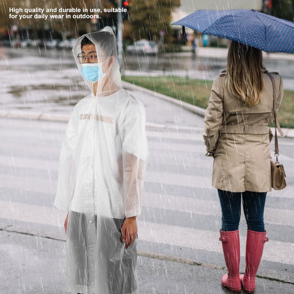 Hooded Raincoat Outdoor Waterproof Rain Coat With Sleeves White for Adults Men view 7