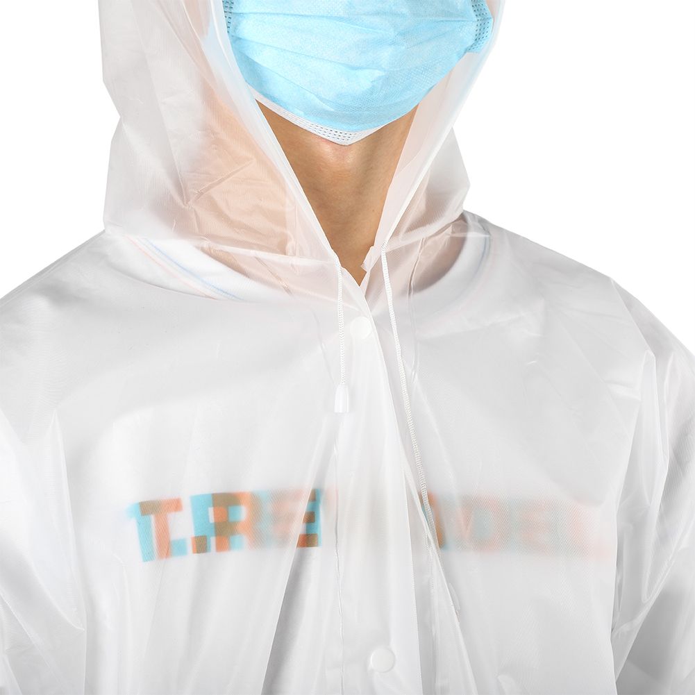 Hooded Raincoat Outdoor Waterproof Rain Coat With Sleeves White for Adults Men view 10