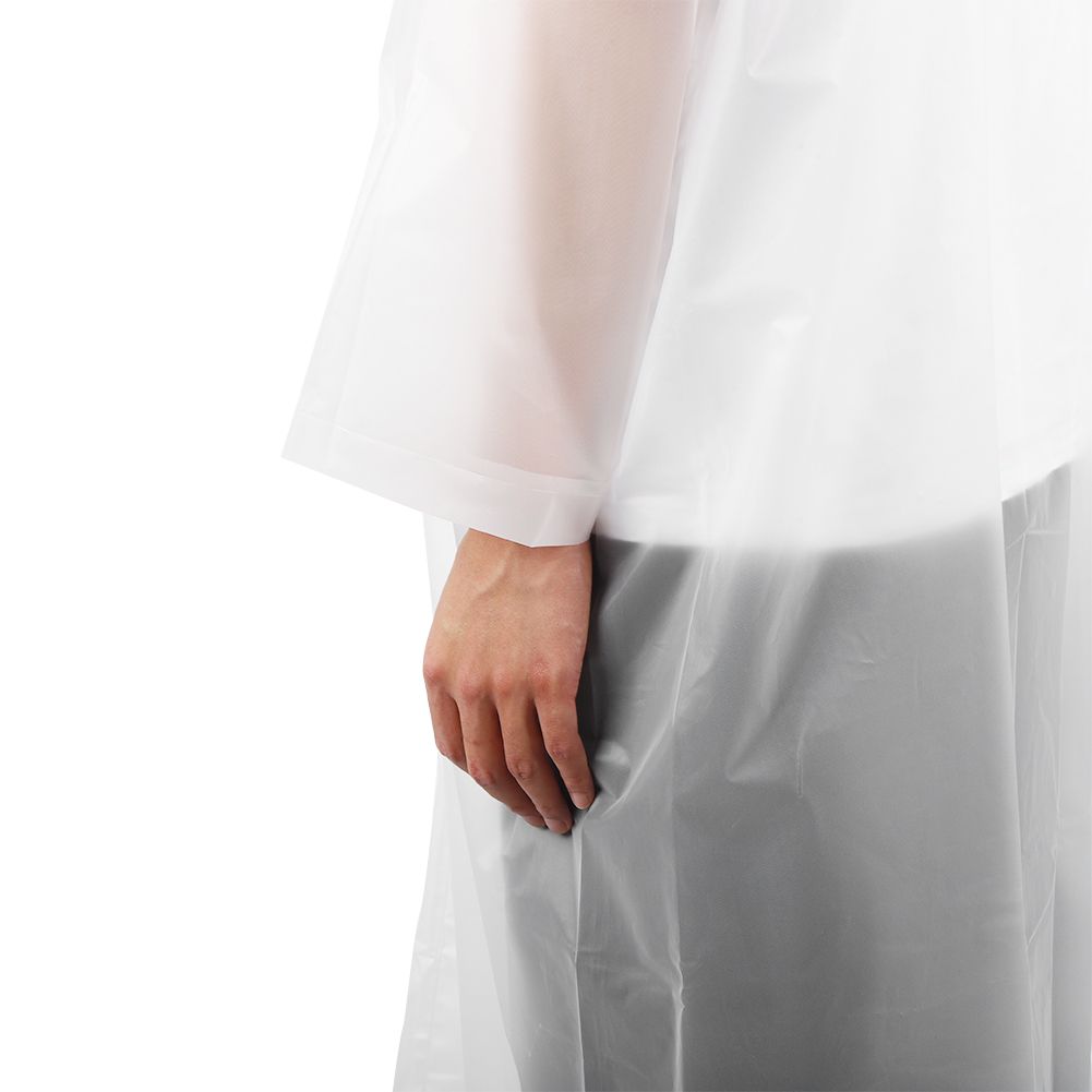 Hooded Raincoat Outdoor Waterproof Rain Coat With Sleeves White for Adults Men view 11