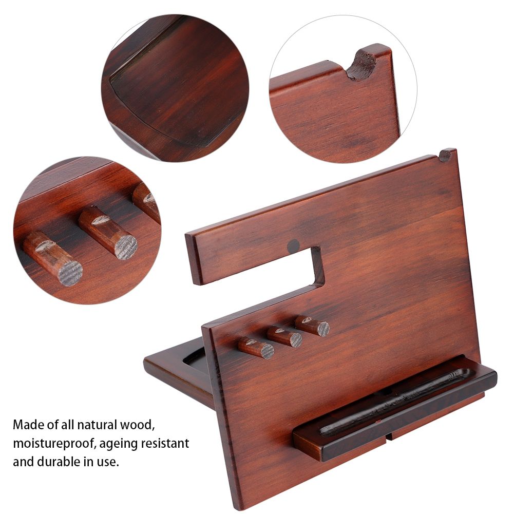 Wood Watch Glasses Jewelry Key Accessories Desktop Storage Rack Holder Home Office view 7
