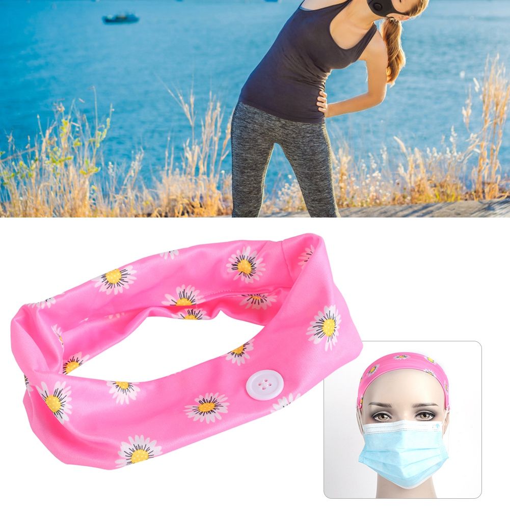 2Pcs Sports Exercise Training Yoga Polyester Headbands Decoration with Buttons