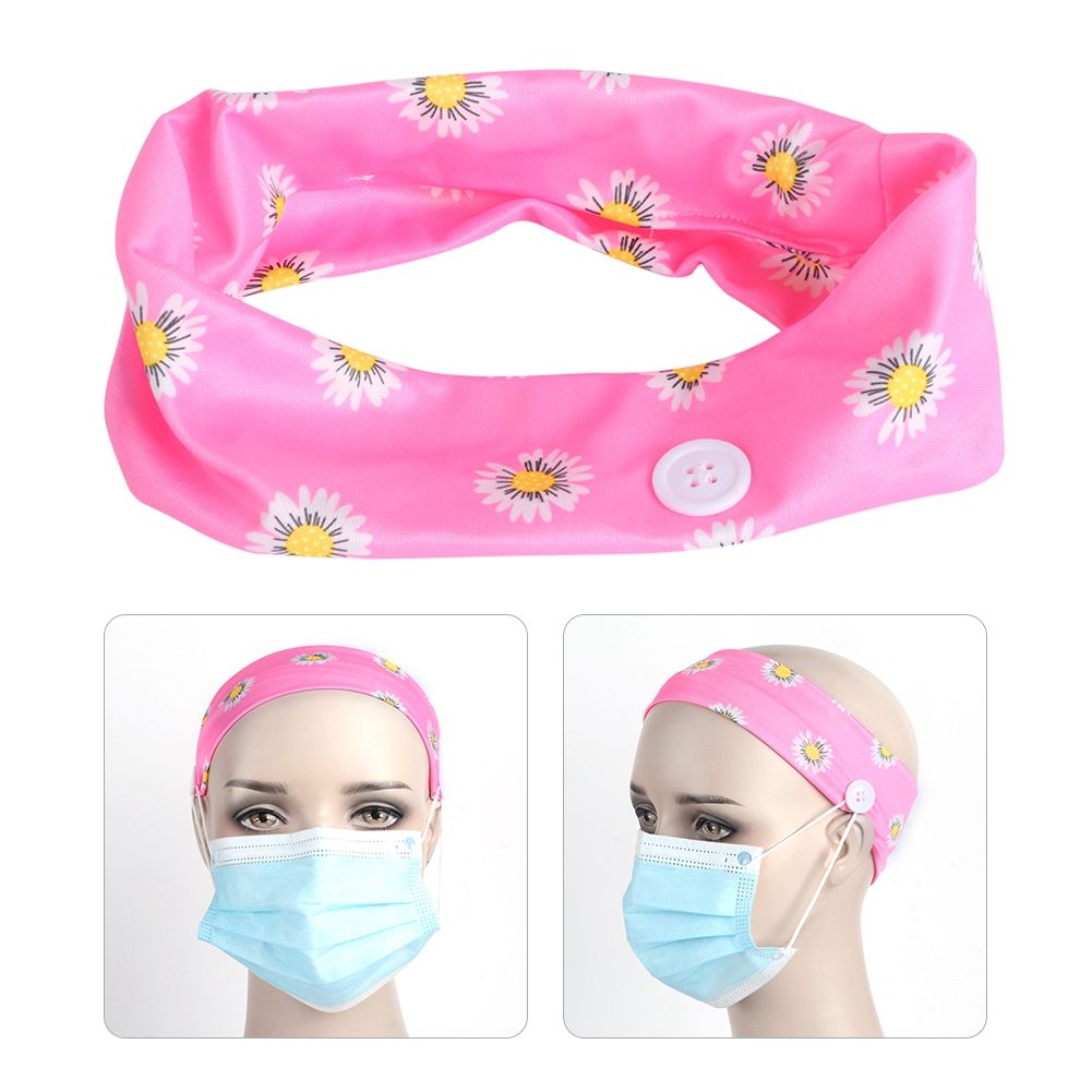 2Pcs Sports Exercise Training Yoga Polyester Headbands Decoration with Buttons view 3