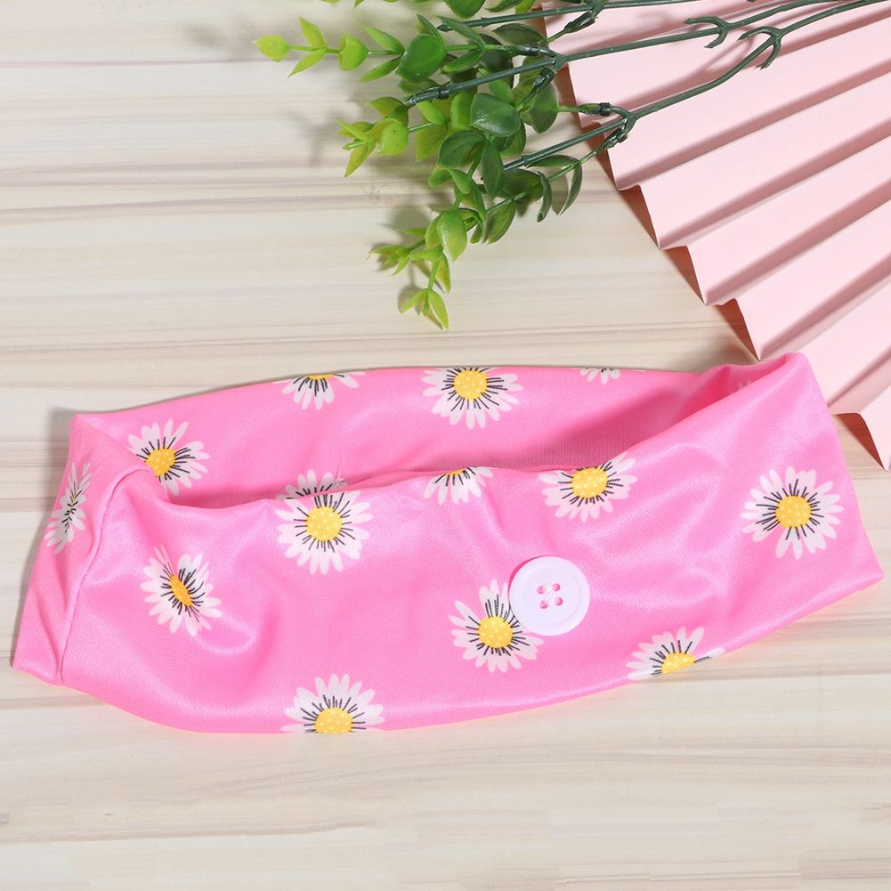 2Pcs Sports Exercise Training Yoga Polyester Headbands Decoration with Buttons view 4