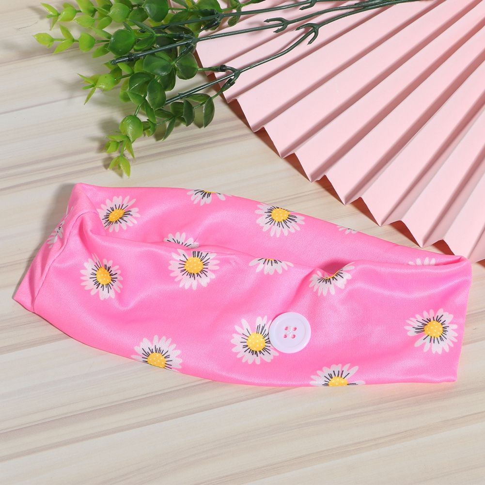 2Pcs Sports Exercise Training Yoga Polyester Headbands Decoration with Buttons view 5