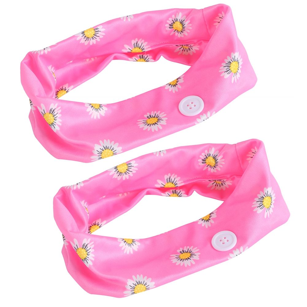 2Pcs Sports Exercise Training Yoga Polyester Headbands Decoration with Buttons view 7