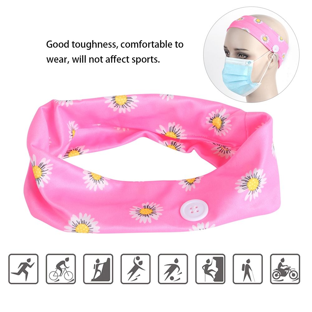 2Pcs Sports Exercise Training Yoga Polyester Headbands Decoration with Buttons view 9