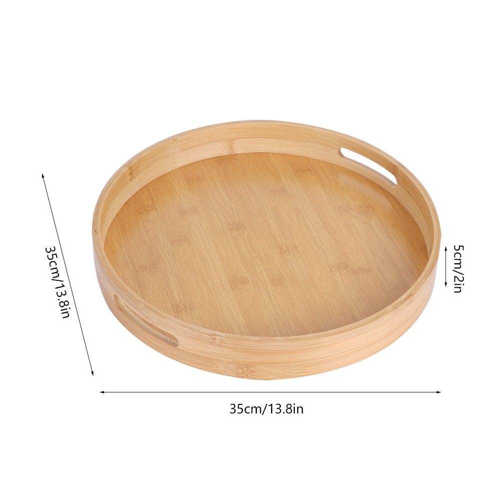 Round Bamboo Food Serving Tray Tea Cup Holder for Steak Bread Cake Pizza Tableware view 9