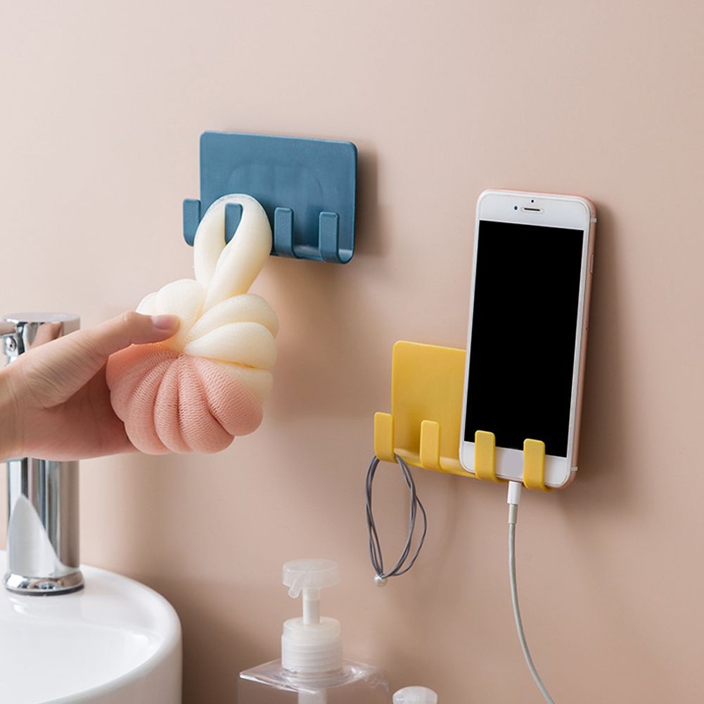 4Pcs Elegant 4 Hook Wall Mounted Mobile Phone Charging Rack Bracket Wall