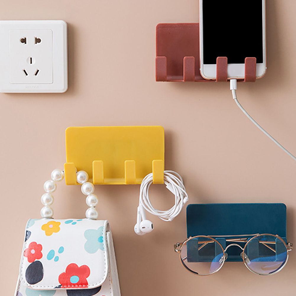 4Pcs Elegant 4 Hook Wall Mounted Mobile Phone Charging Rack Bracket Wall view 3