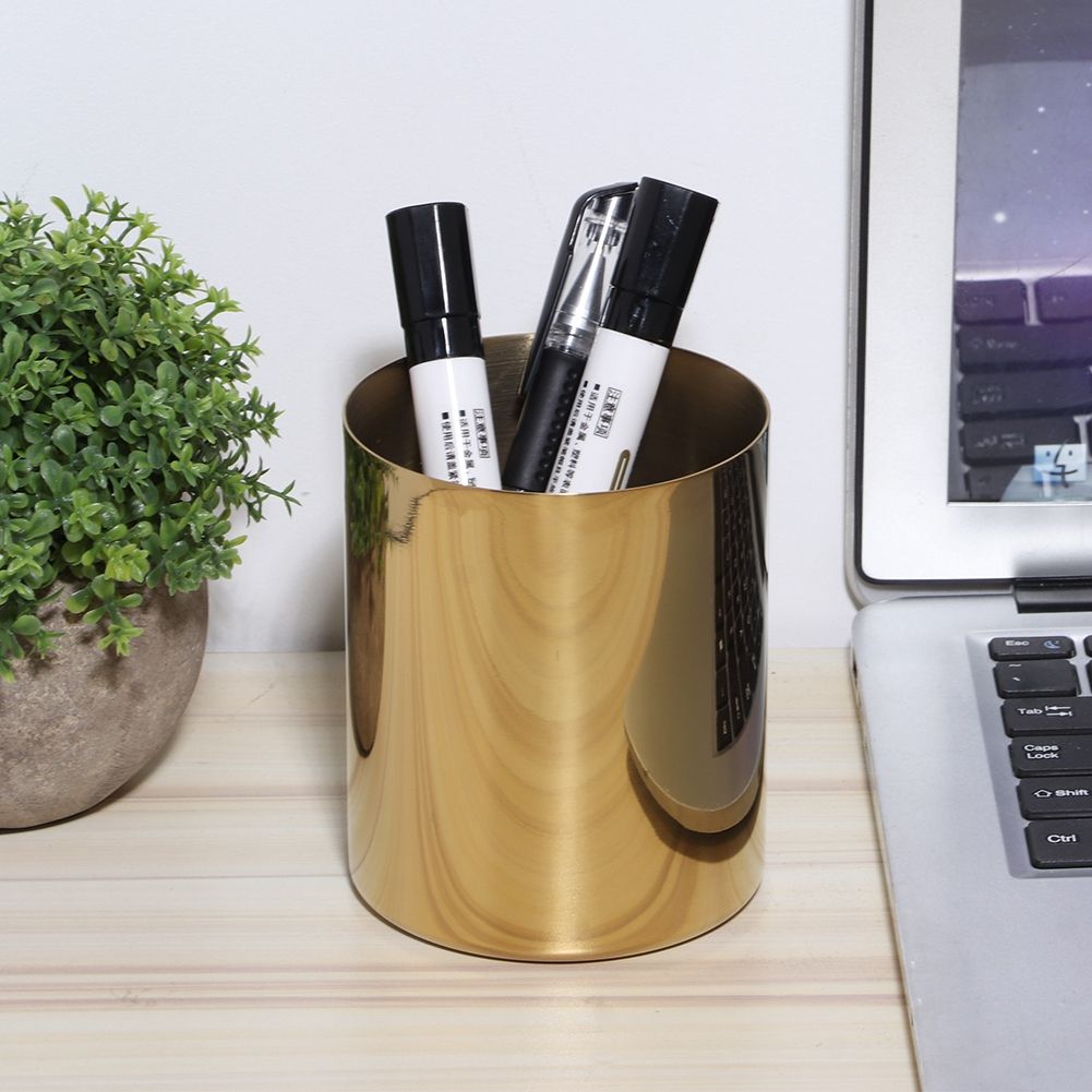 Gold Pen Holder for Desktop Multifunctional Pencil Storage Home Desk