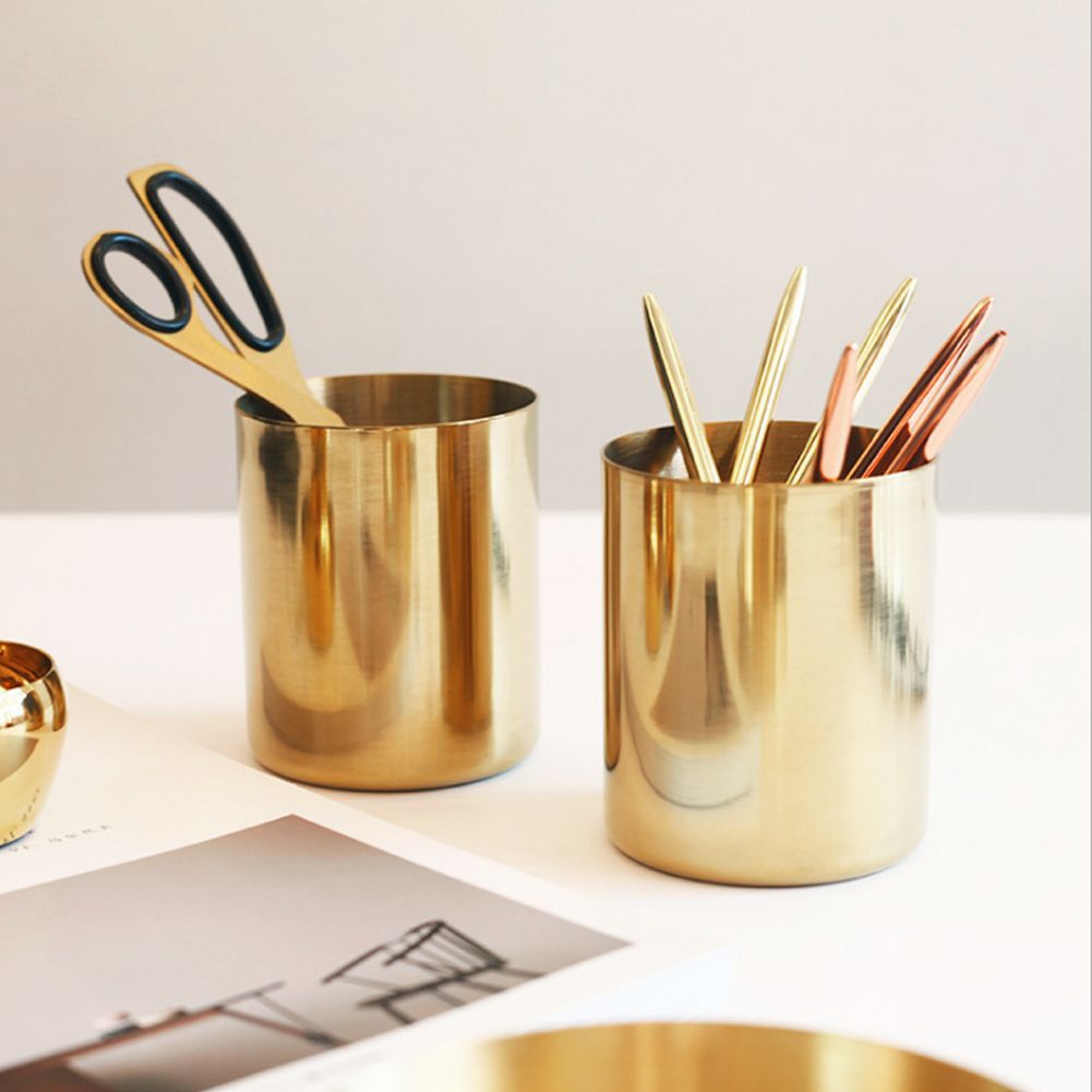 Gold Pen Holder for Desktop Multifunctional Pencil Storage Home Desk view 7