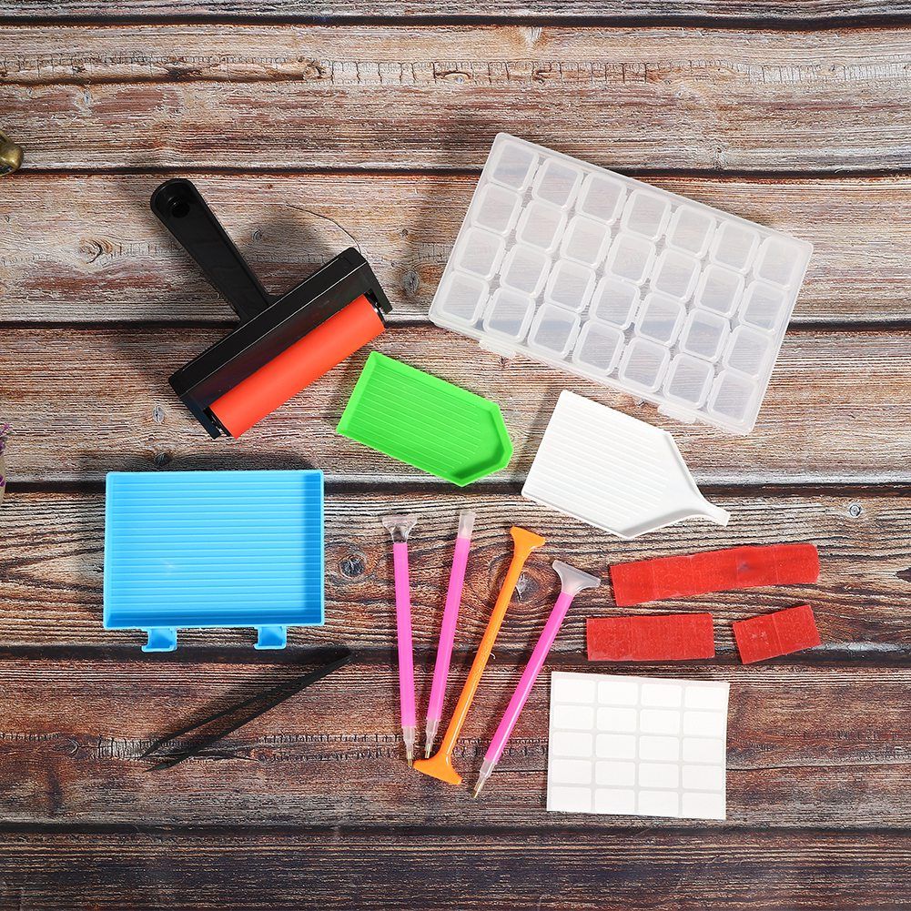 22Pcs Drill Painting Tool Kit DIY Accessories Set Roller Storage Box for Adult view 4