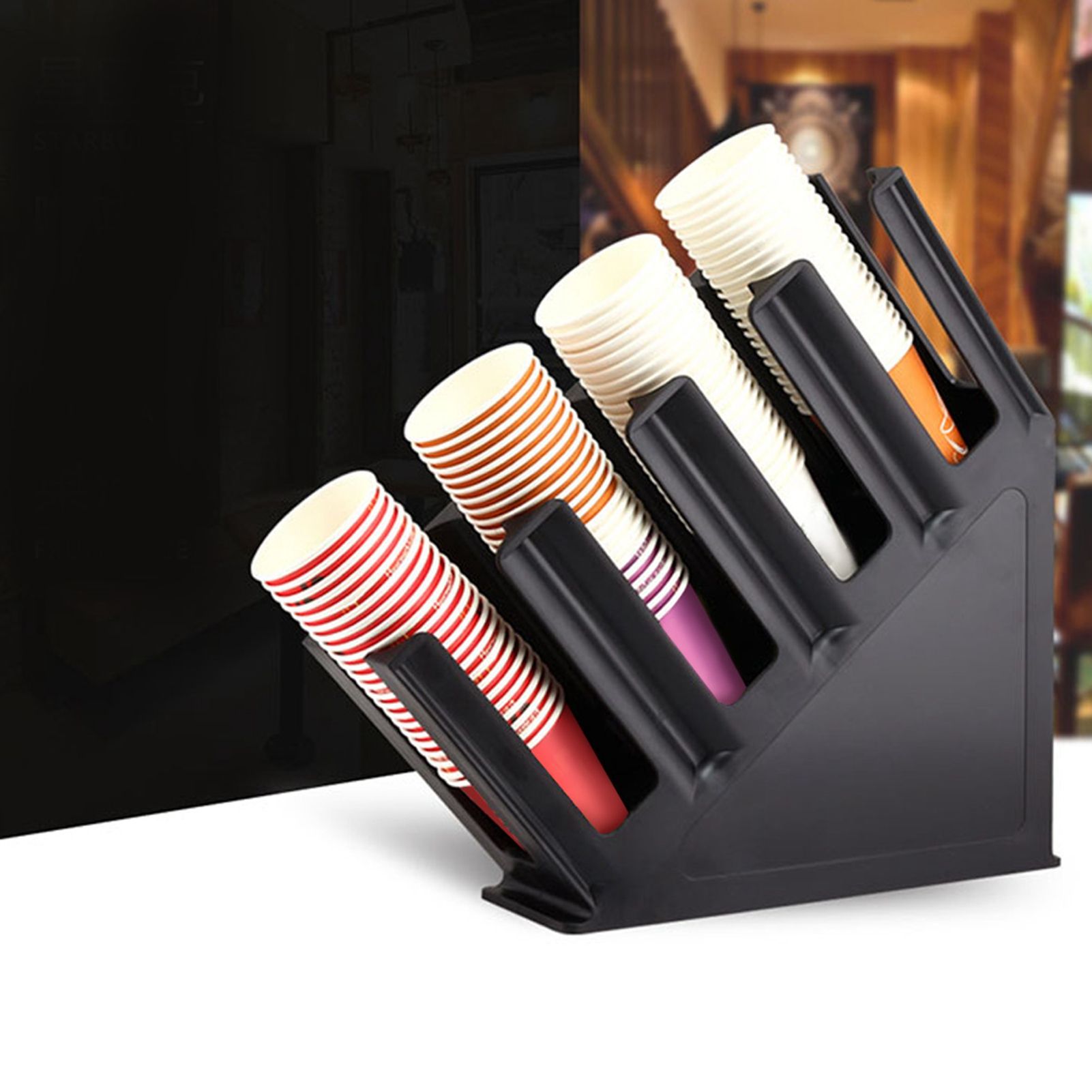Countertop Coffee Milk Tea Cup Storage Rack Stand Paper Cups Holder Dispenser view 9