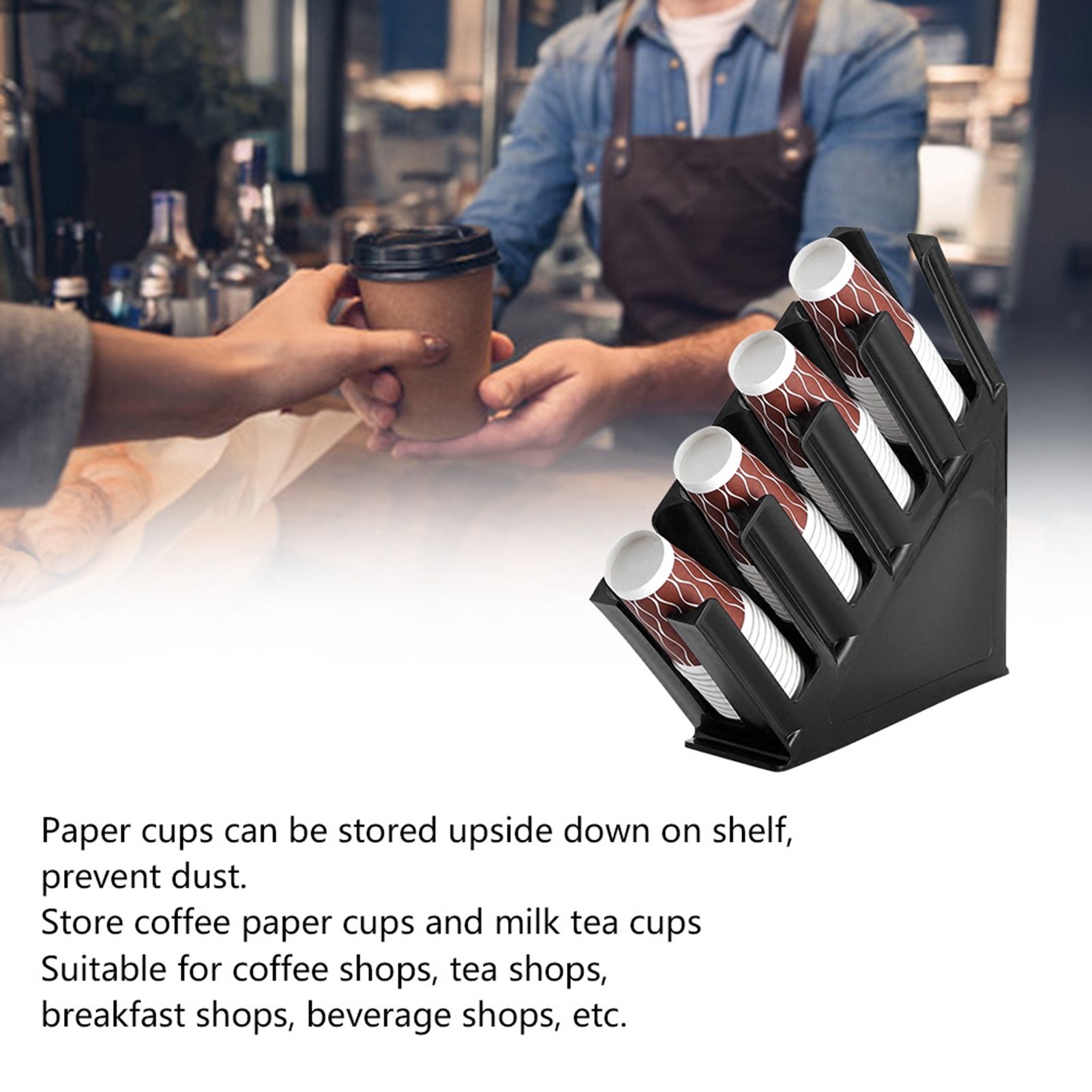 Countertop Coffee Milk Tea Cup Storage Rack Stand Paper Cups Holder Dispenser view 12