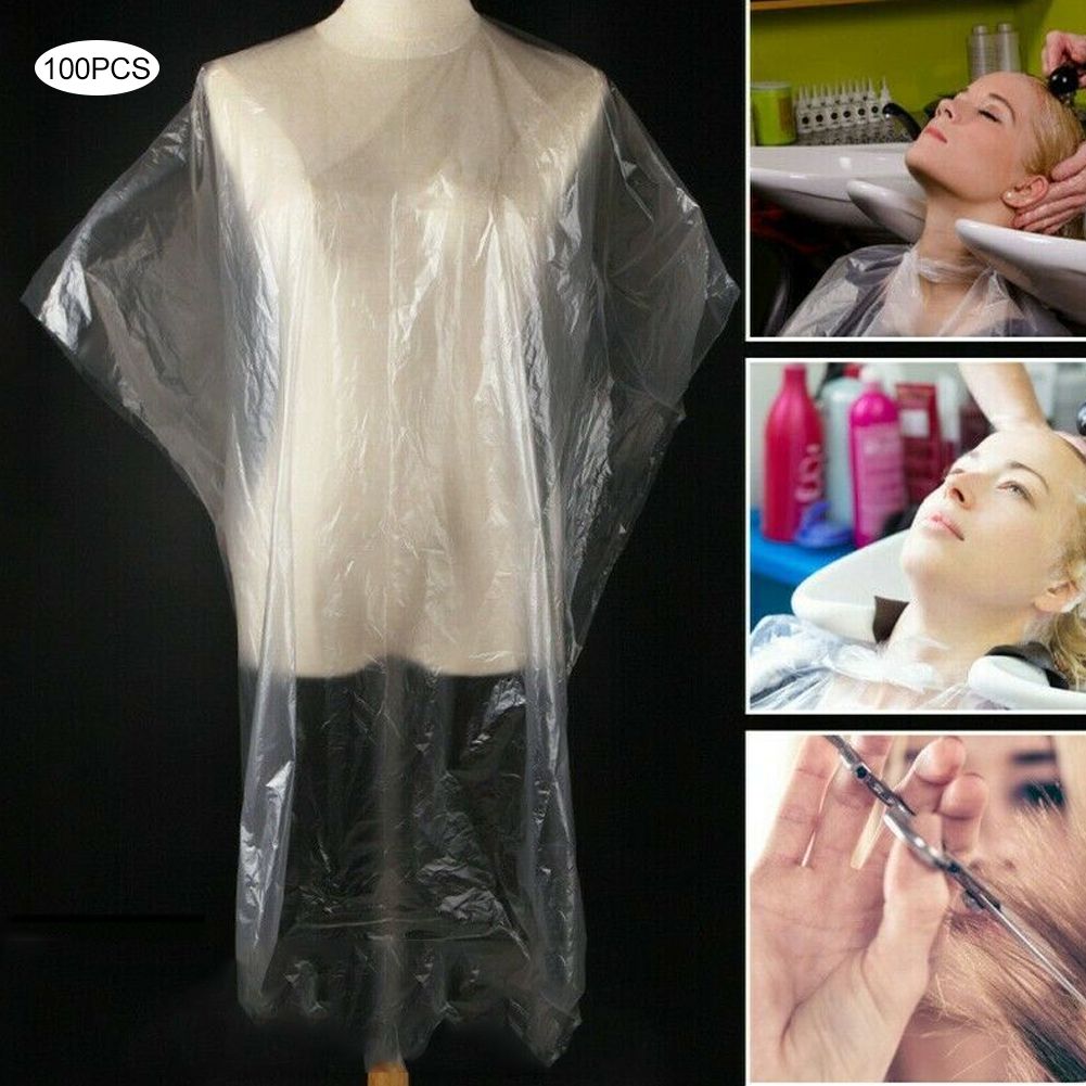 100pcs Disposable Salon Apron Cape Gown Waterproof Hair Cutting Cover for Home