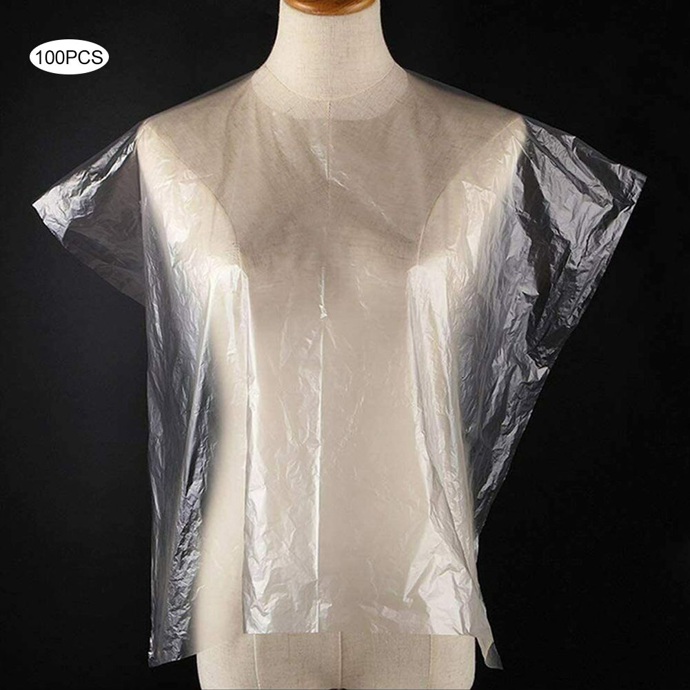 100pcs Disposable Salon Apron Cape Gown Waterproof Hair Cutting Cover for Home view 4