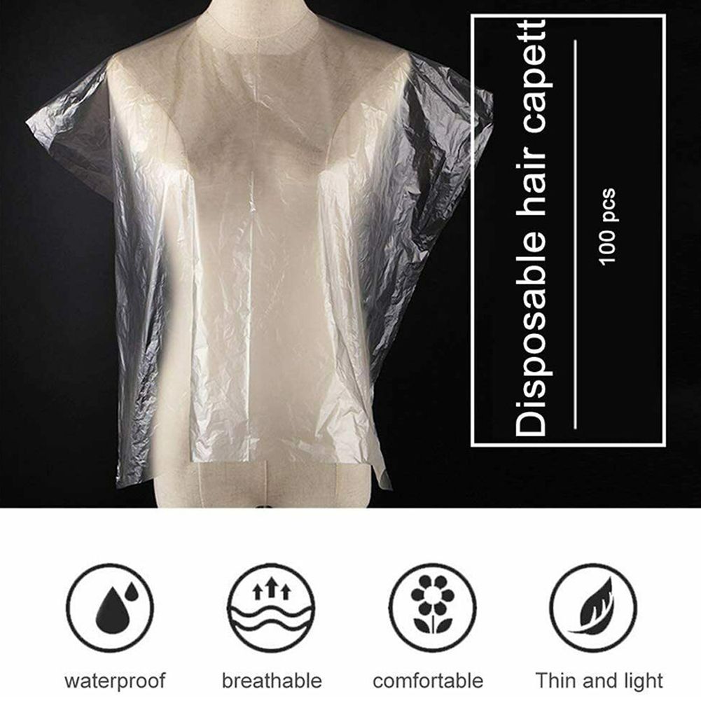 100pcs Disposable Salon Apron Cape Gown Waterproof Hair Cutting Cover for Home view 11