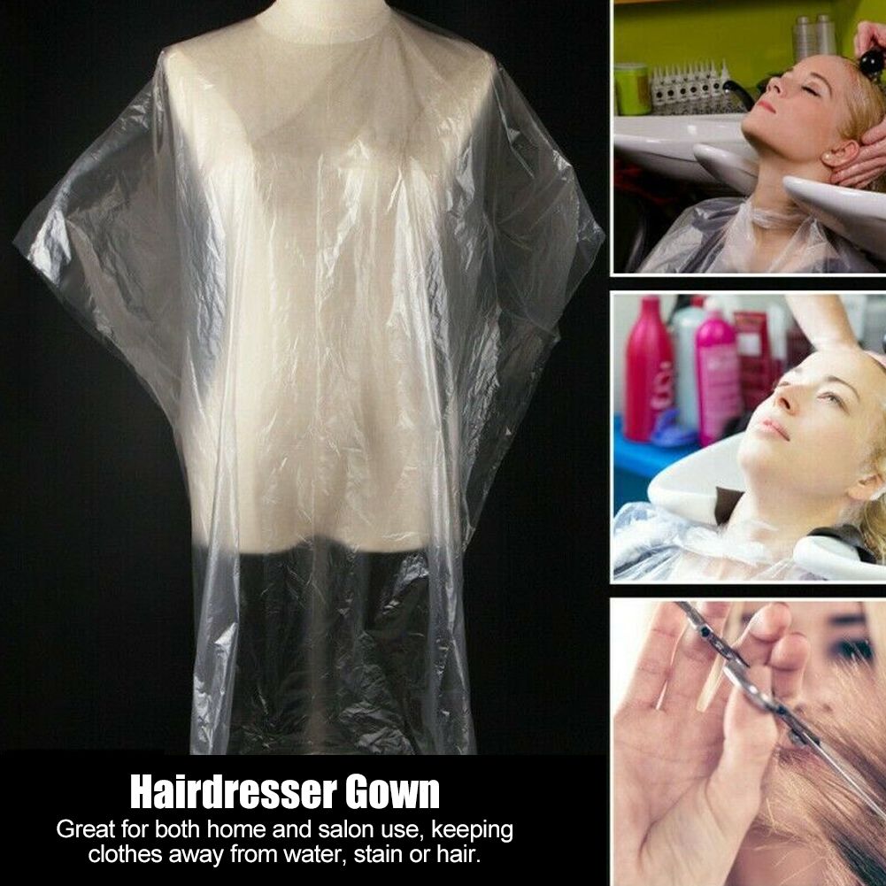 100pcs Disposable Salon Apron Cape Gown Waterproof Hair Cutting Cover for Home view 12