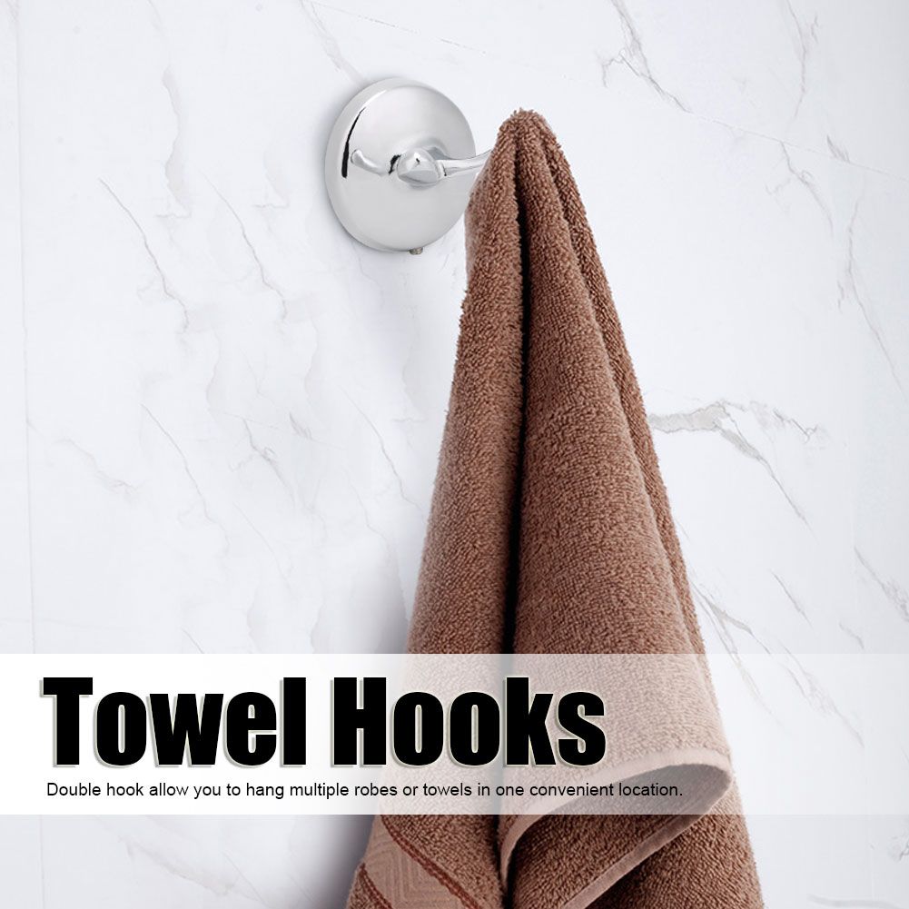 Wall Mounted Double Robe Hook Stainless Steel Coat Towel Hanger Holder for view 11