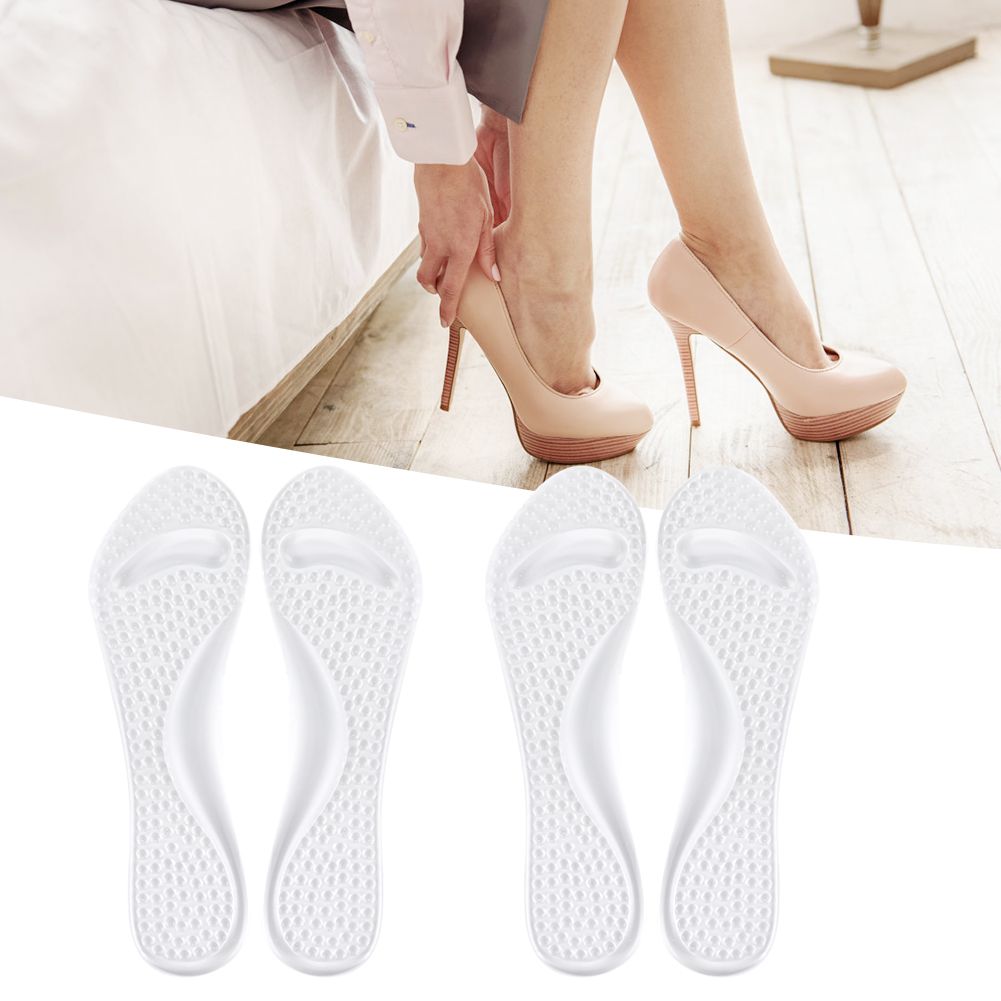 2 Pairs Shoe Pad Transparent Silicone 3/4 Shakeproof Massaging Foot Pad for