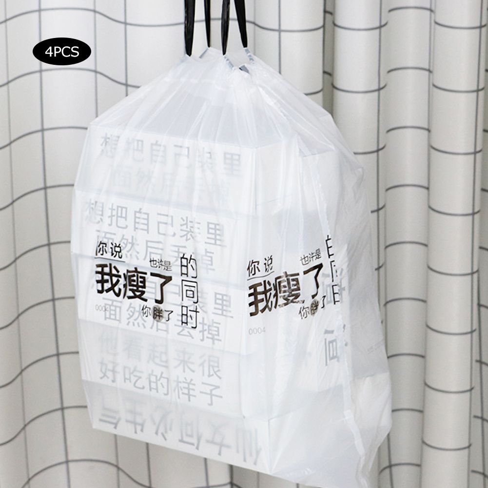 4 Rolls White Thicken Drawstring Garbage Trash Bag for Kitchen Bedroom view 3