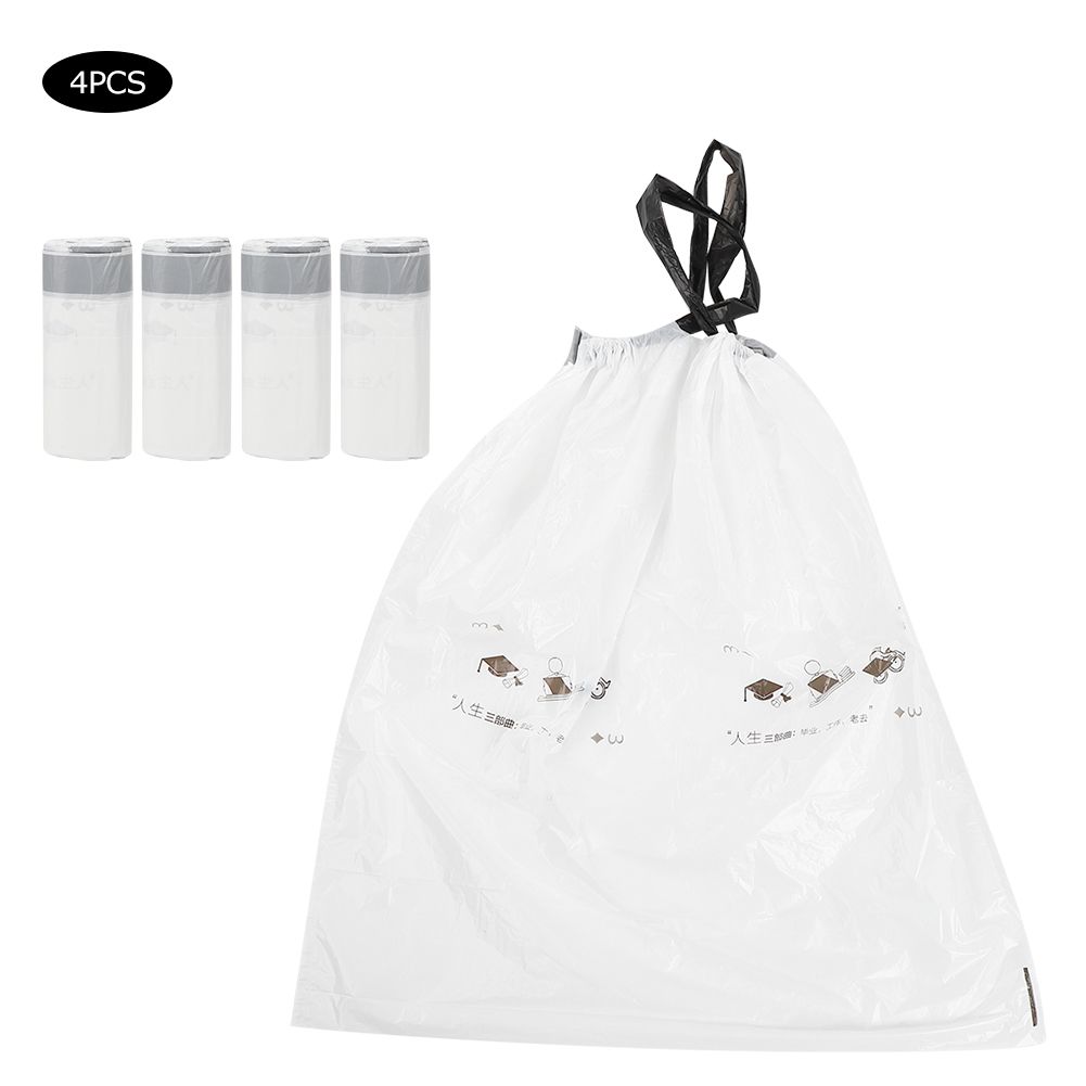 4 Rolls White Thicken Drawstring Garbage Trash Bag for Kitchen Bedroom view 7