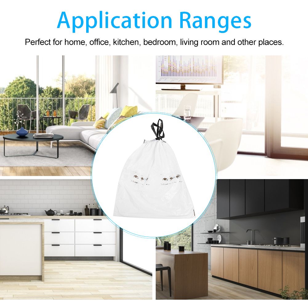 4 Rolls White Thicken Drawstring Garbage Trash Bag for Kitchen Bedroom view 11