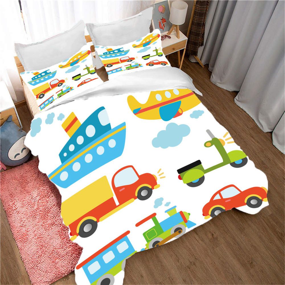 3Pcs/Set Polyester Fiber Quilt Cover Pillowcase Kit Comfortable Household view 6