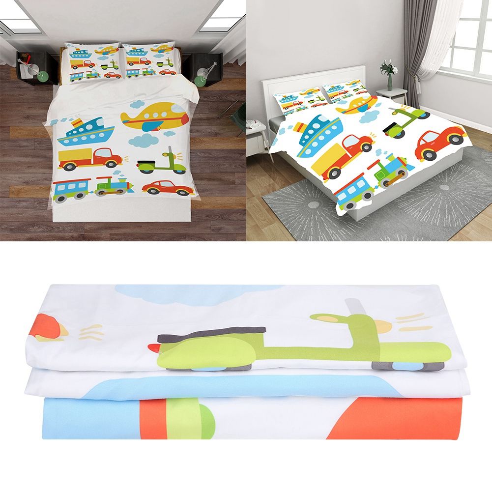 3Pcs/Set Polyester Fiber Quilt Cover Pillowcase Kit Comfortable Household — image 1