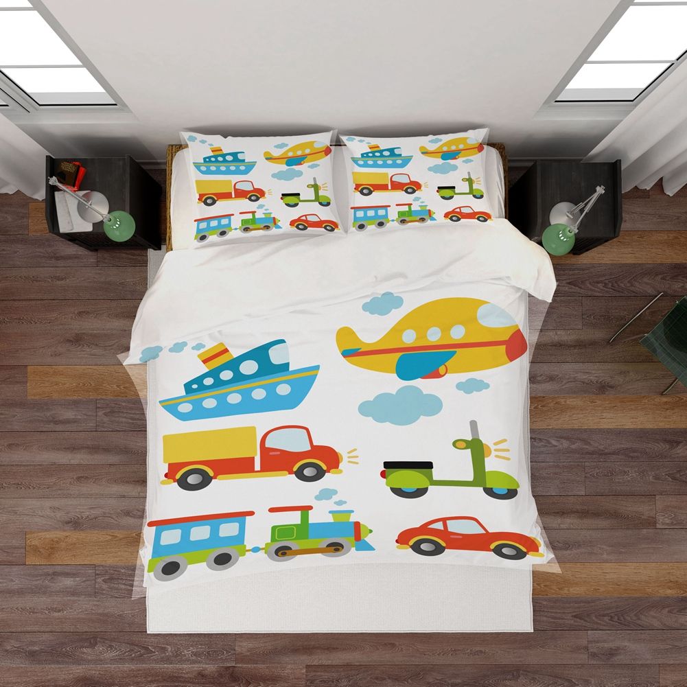 3Pcs/Set Polyester Fiber Quilt Cover Pillowcase Kit Comfortable Household view 4