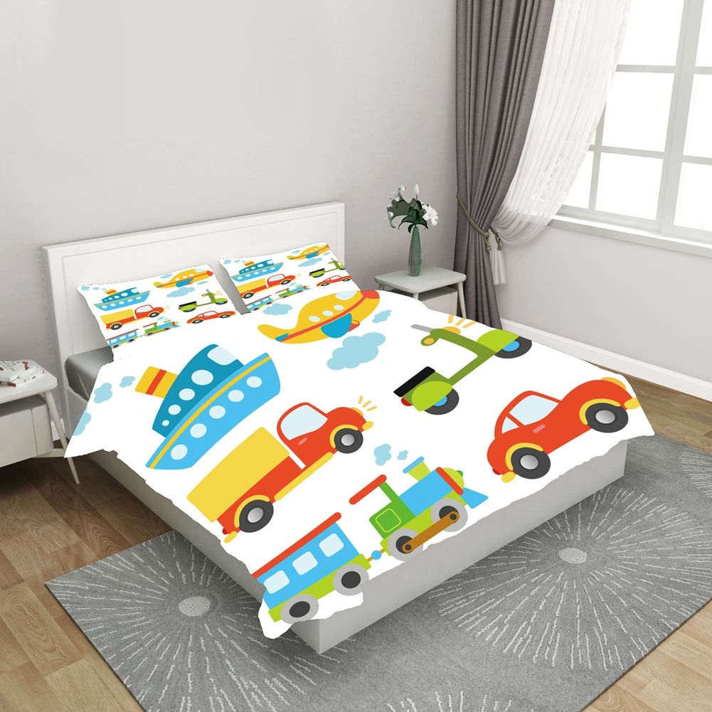 3Pcs/Set Polyester Fiber Quilt Cover Pillowcase Kit Comfortable Household view 5