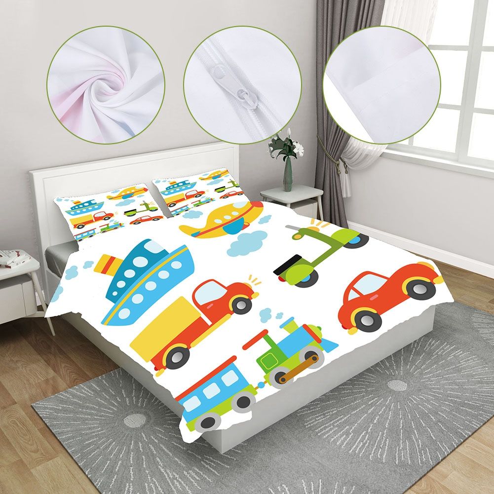 3Pcs/Set Polyester Fiber Quilt Cover Pillowcase Kit Comfortable Household view 7