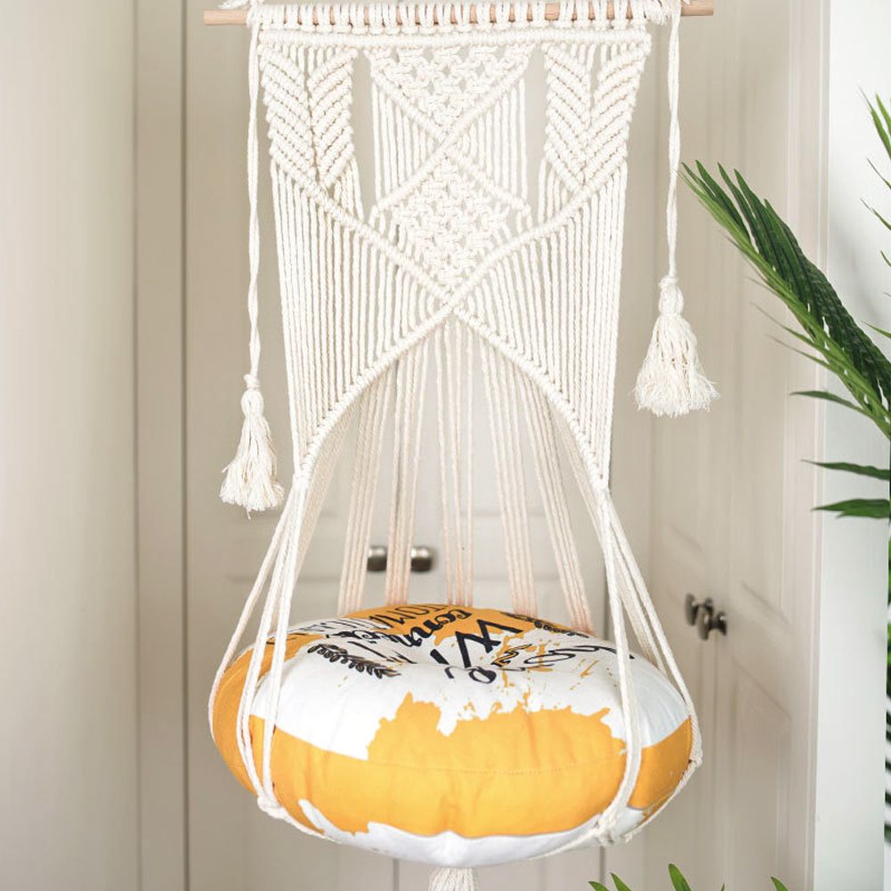 Cotton Rope Hanging Swing Hammock Chair Tassel Tapestry Decorations for Cat view 3