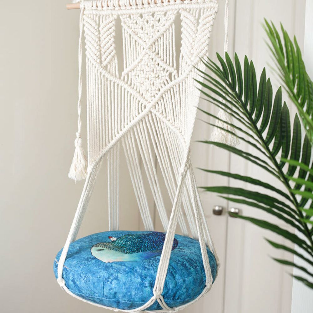 Cotton Rope Hanging Swing Hammock Chair Tassel Tapestry Decorations for Cat view 5