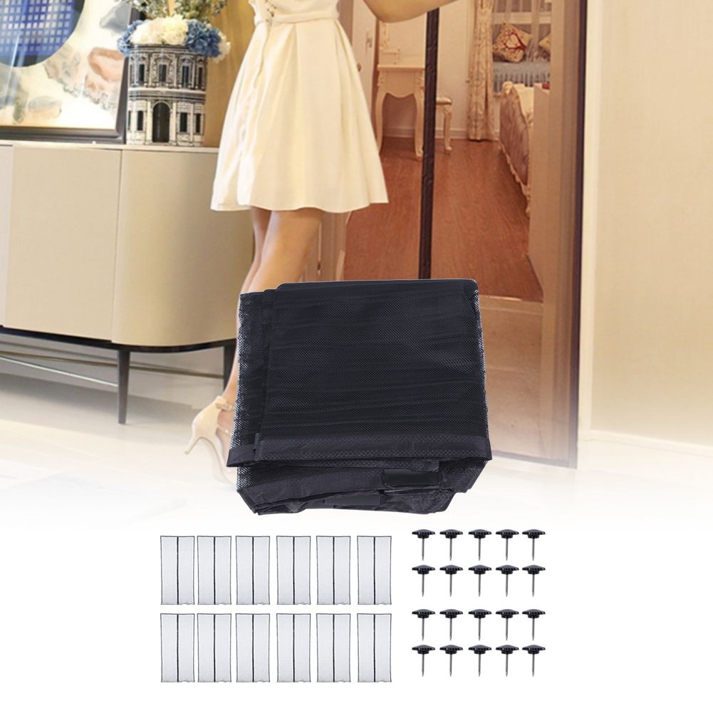 120x210cm Magnetic Polyester Black Insect Proof Door Curtain Single Anti view 5