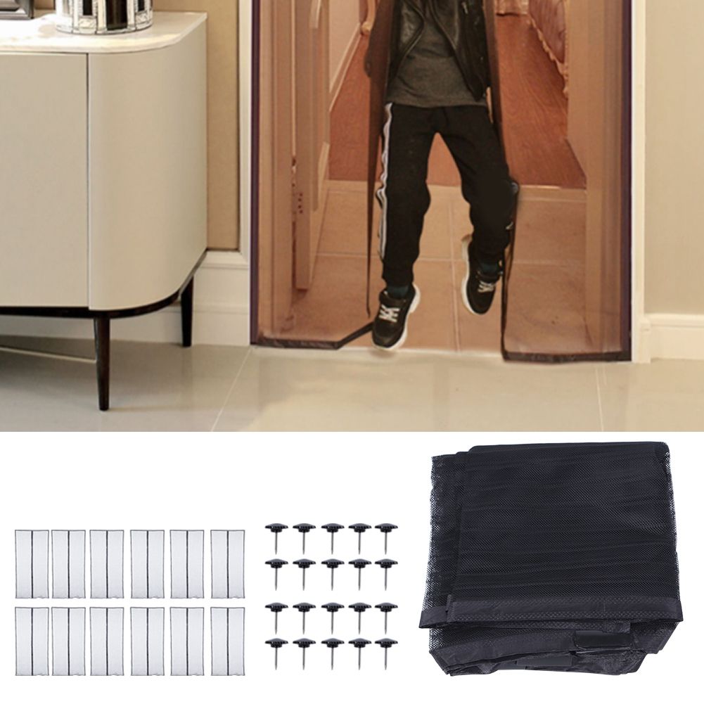 120x210cm Magnetic Polyester Black Insect Proof Door Curtain Single Anti view 6