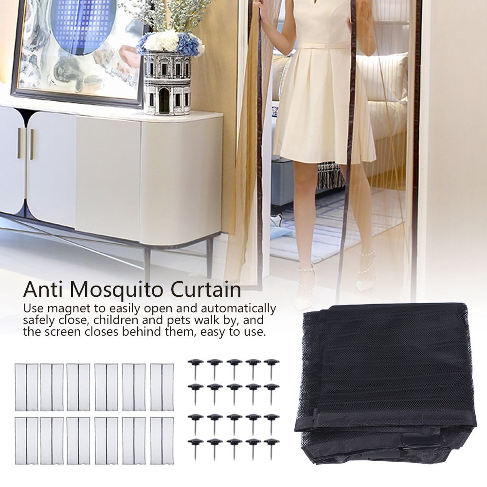 120x210cm Magnetic Polyester Black Insect Proof Door Curtain Single Anti view 12