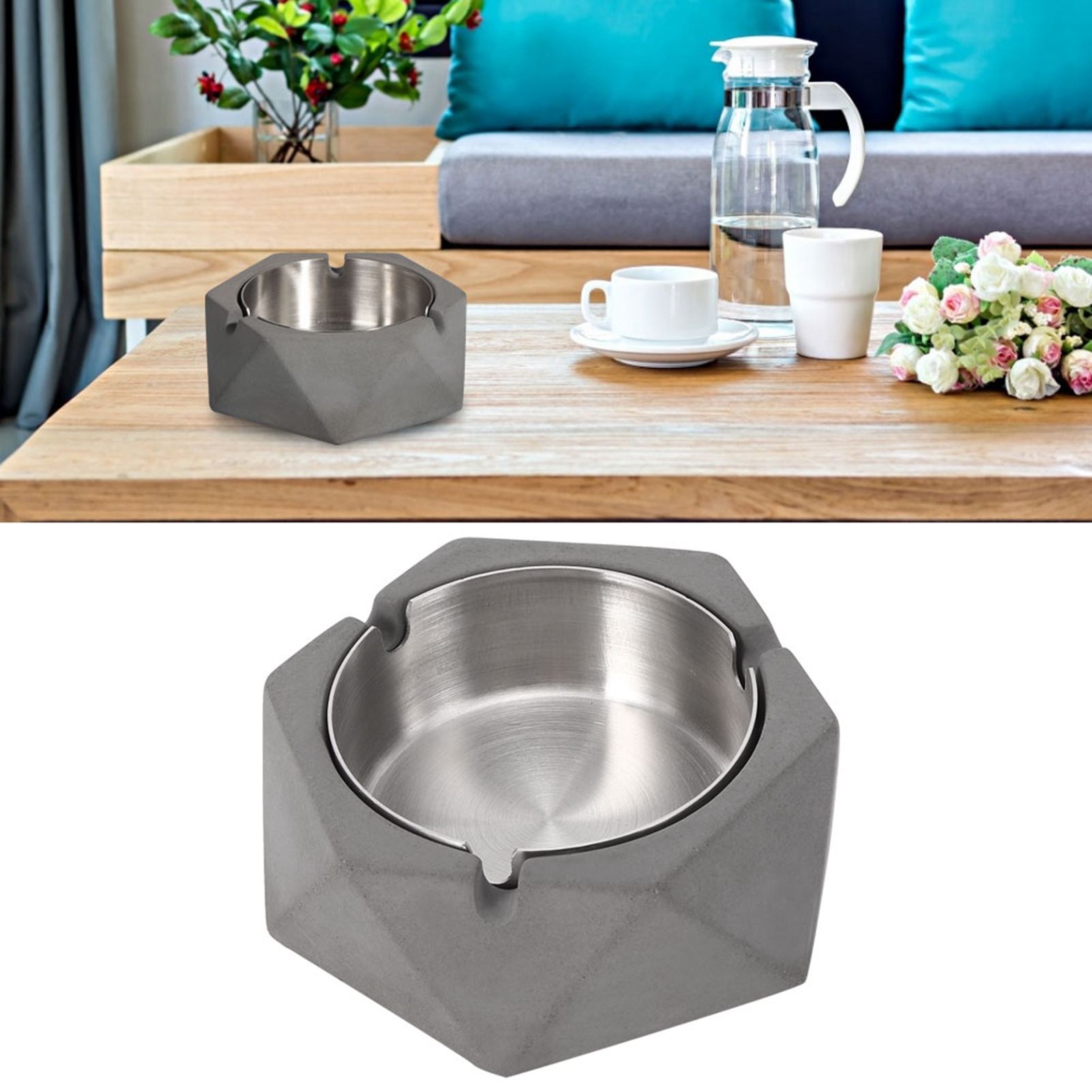 Nordic Style Geometric Cement Ashtray Cigarette Ashes Tray Holder for Home view 10