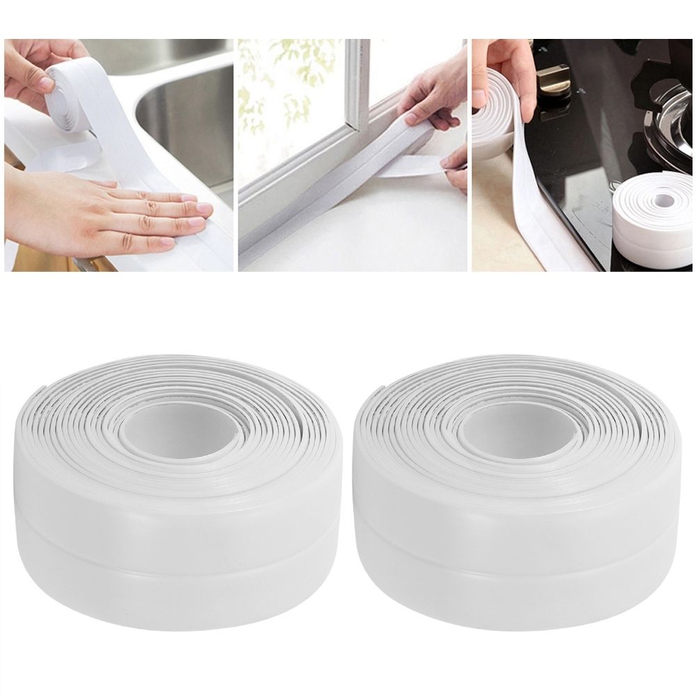 2Pcs Waterproof MoldProof PVC Kitchen Bathroom Wall Sealing Strip Tape 38mm x view 9