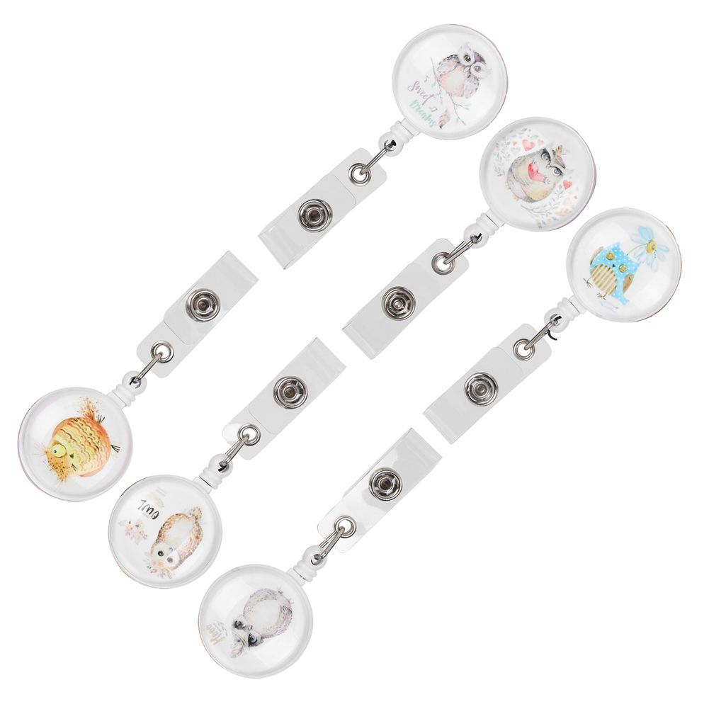6pcs Retractable Badge Holder Cute Animal Pattern 360° Degree Rotating Clip view 5