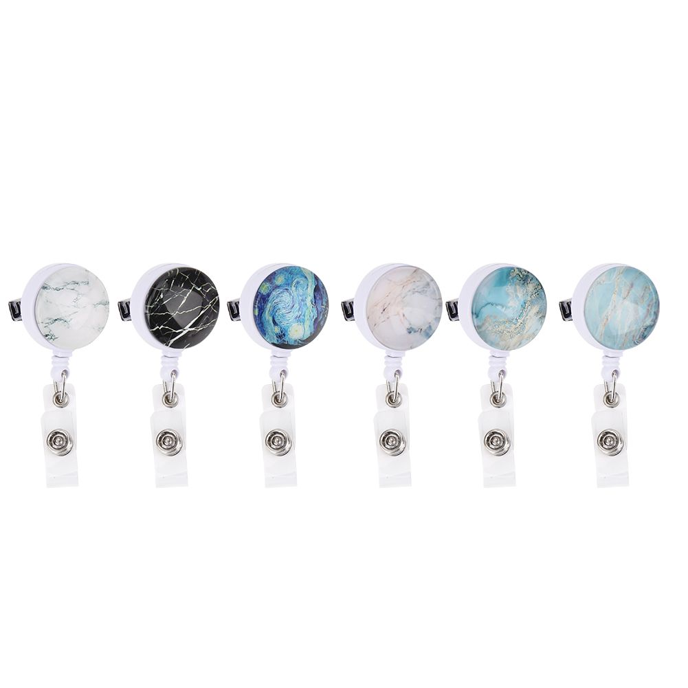 6Pcs Retractable Badge Holder Name Card Badge Reel Clip for Office Worker