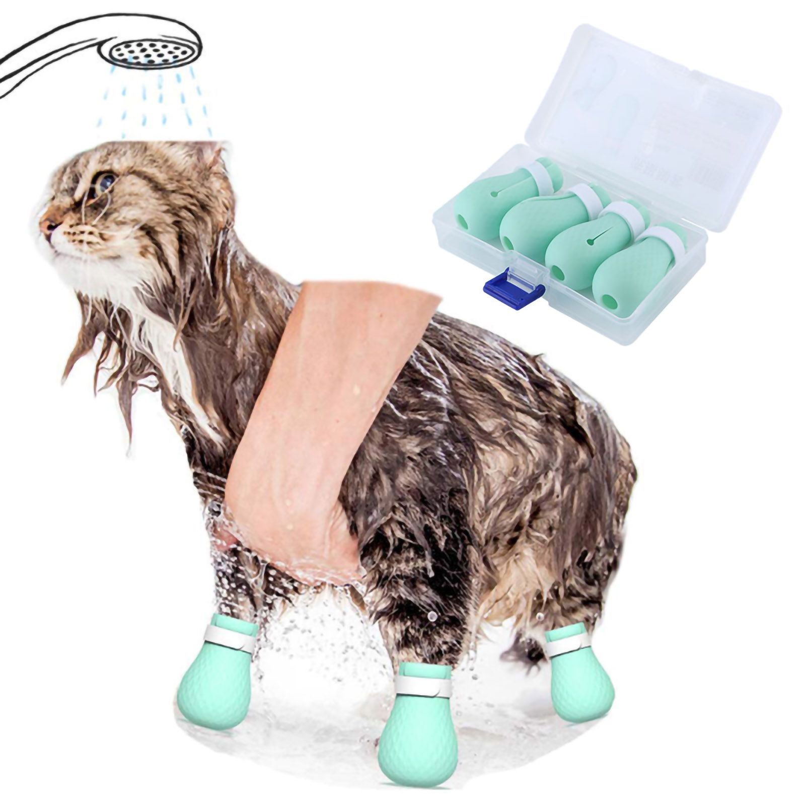 4Pcs Set Silicone AntiScratch Pet Cat Paw Protector for Bathing Barbering view 9