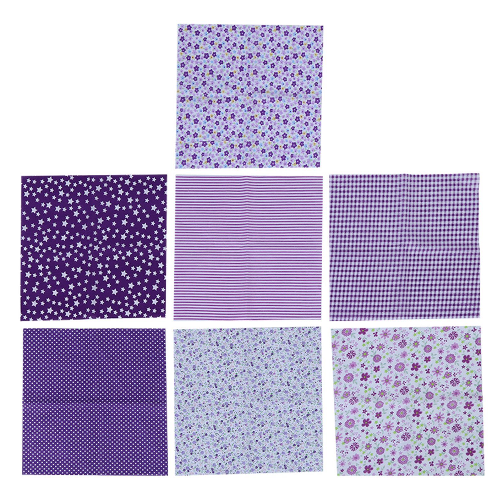 7Pcs 50x50cm Purple Floral Cotton Fabric Cloth for DIY Craft Sewing