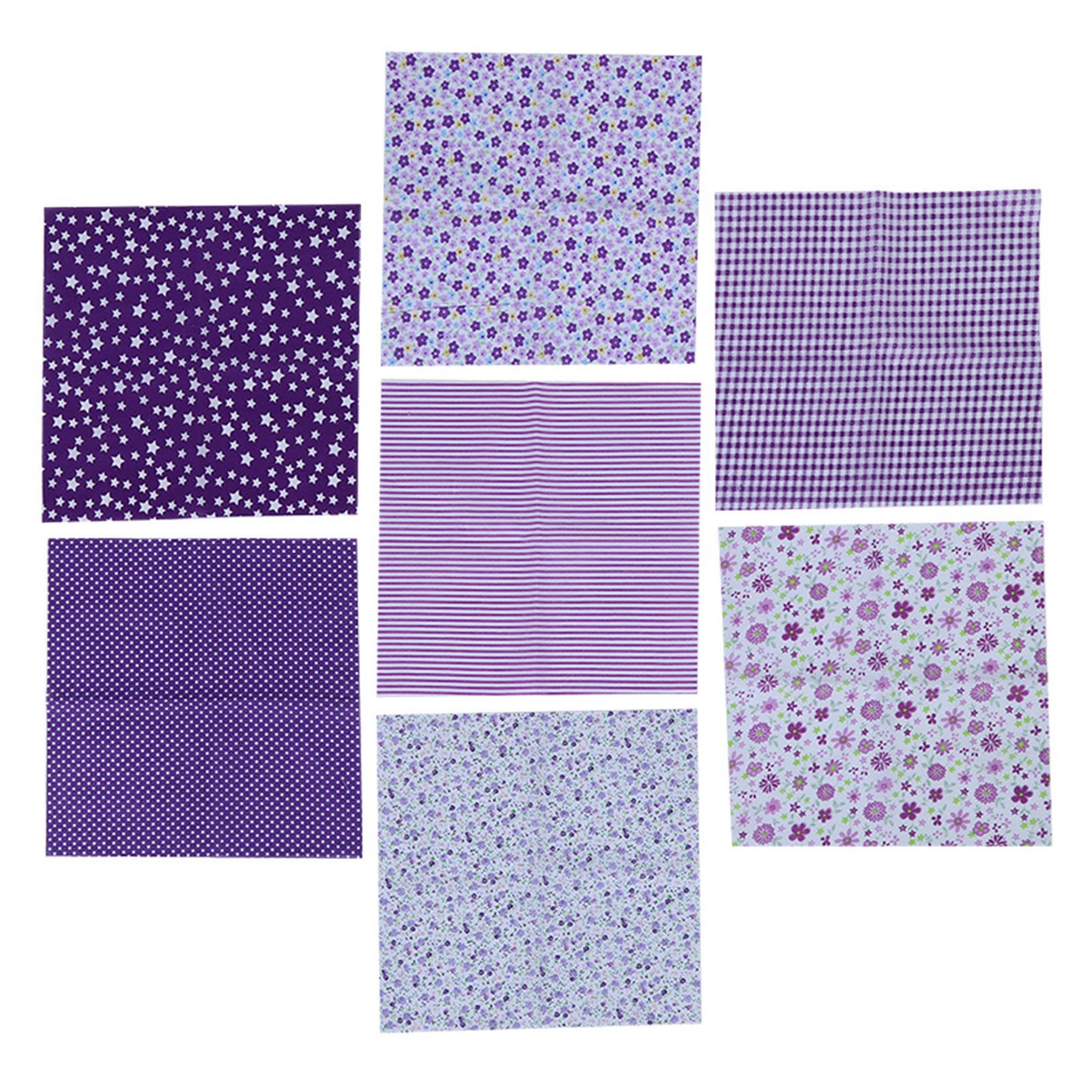 7Pcs 50x50cm Purple Floral Cotton Fabric Cloth for DIY Craft Sewing view 3