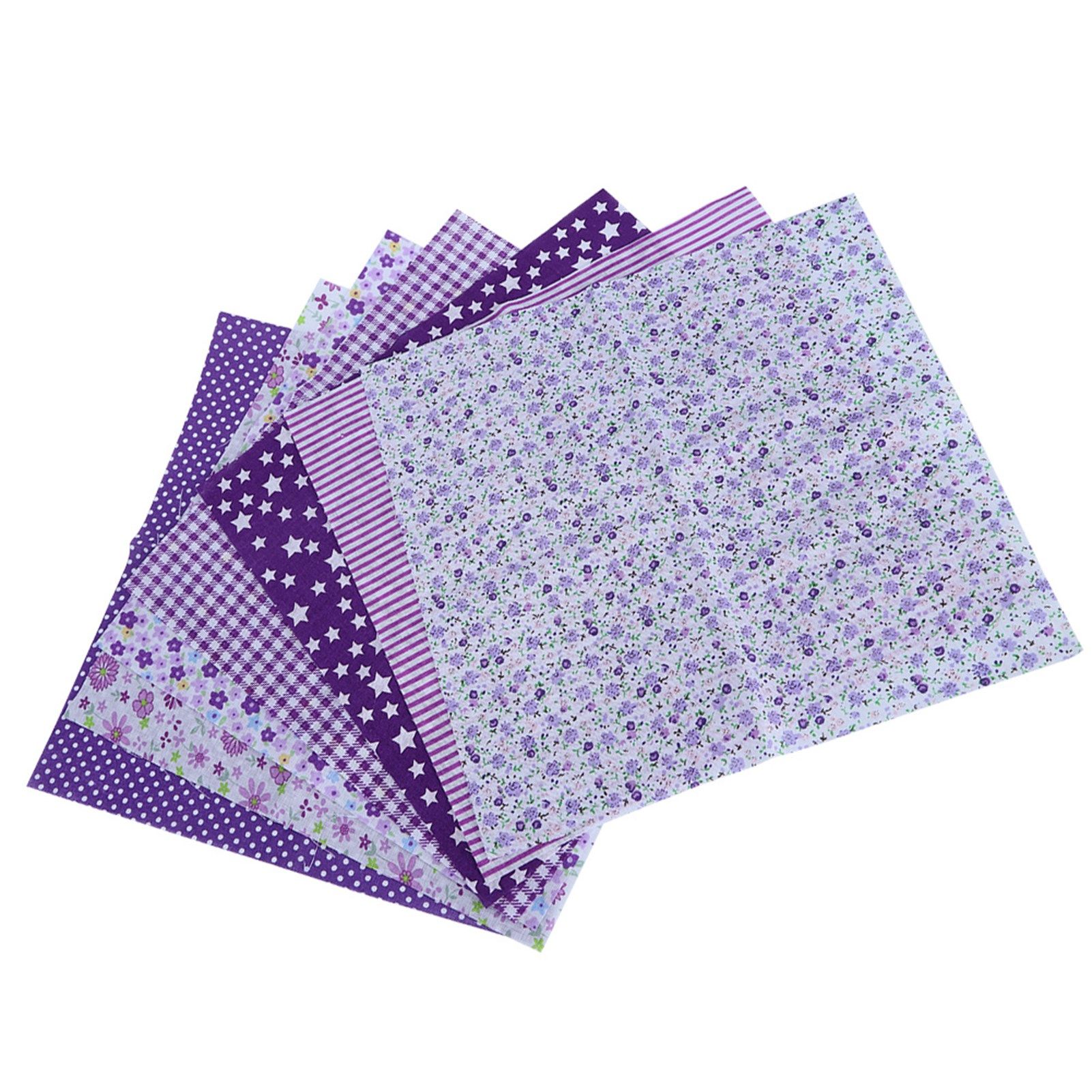 7Pcs 50x50cm Purple Floral Cotton Fabric Cloth for DIY Craft Sewing view 5